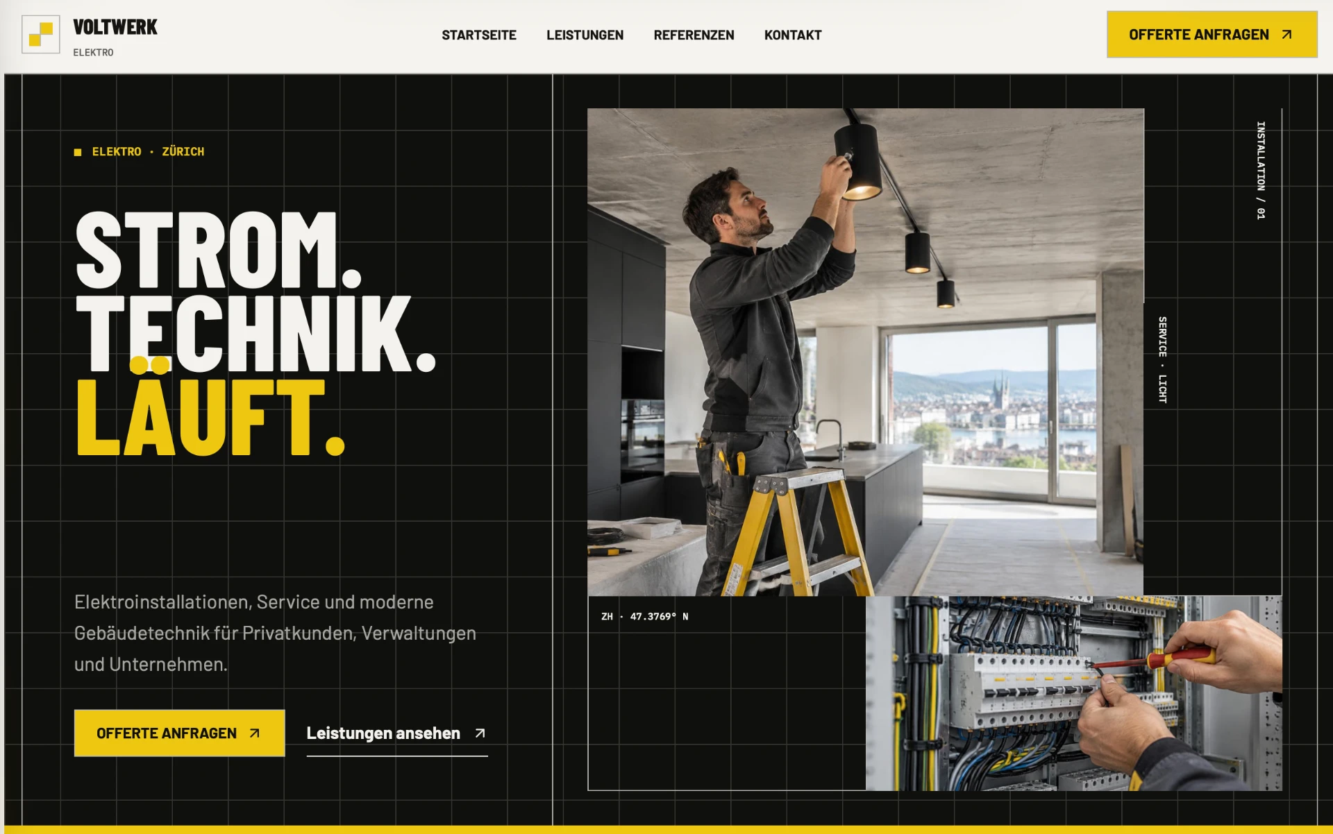 Desktop-Ansicht der VOLTWERK Website